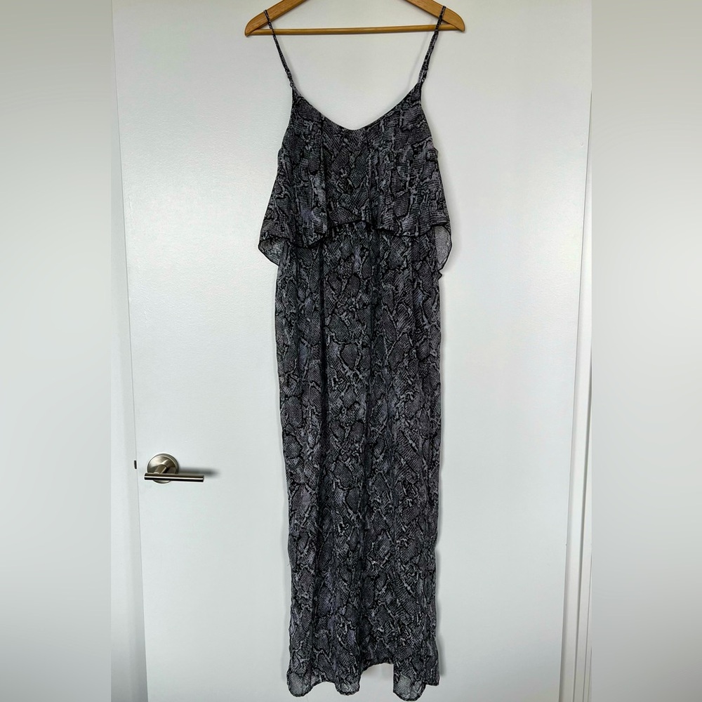 Grey Snake Print Maxi Dress